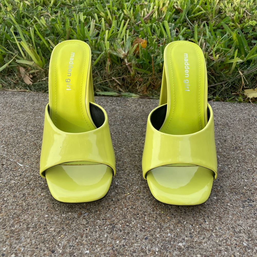 Madden Girl Yellow Mules Sleek High Heel